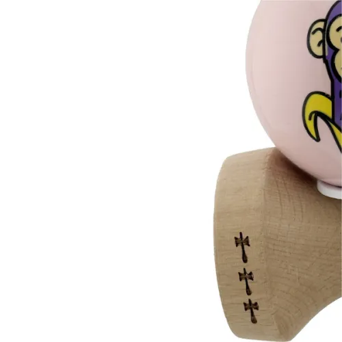 "Kendama Super Sticky X Original", металлический подшипник, веревка 62/65 см, King size 7.5 x 6 x 18 см , "Обезьянка", розовая
