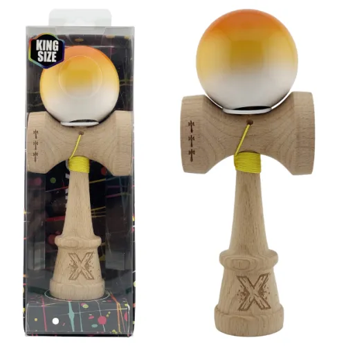 "Kendama Super Sticky X Original", металлический подшипник, веревка 62/65 см, King size 7.5 x 6 x 18 см , "Оранжевый градиент"