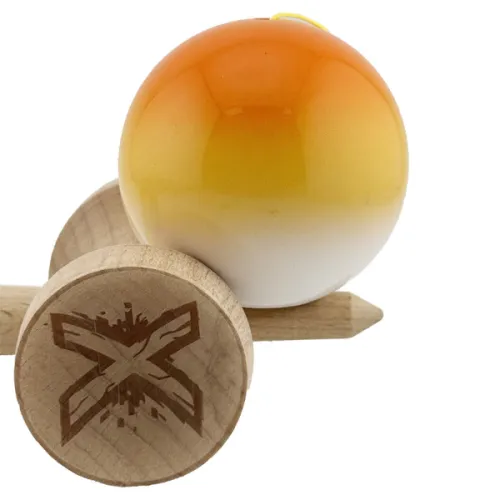"Kendama Super Sticky X Original", металлический подшипник, веревка 62/65 см, King size 7.5 x 6 x 18 см , "Оранжевый градиент"