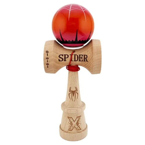 "Kendama Super Sticky X Original", металлический подшипник, веревка 62/65 см, King size 7.5 x 6 x 18 см , «Паук» красная