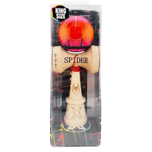 "Kendama Super Sticky X Original", металлический подшипник, веревка 62/65 см, King size 7.5 x 6 x 18 см , «Паук» красная