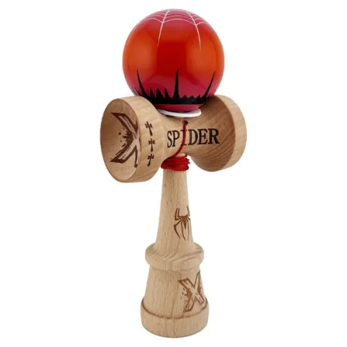"Kendama Super Sticky X Original", металлический подшипник, веревка 62/65 см, King size 7.5 x 6 x 18 см , «Паук» красная