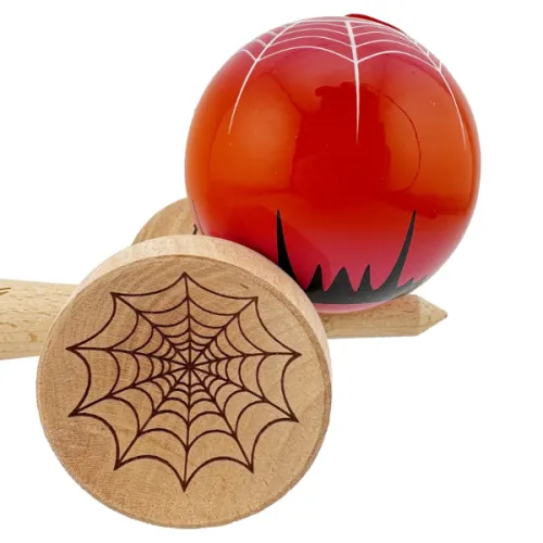 "Kendama Super Sticky X Original", металлический подшипник, веревка 62/65 см, King size 7.5 x 6 x 18 см , «Паук» красная