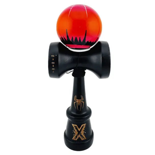 "Kendama Super Sticky X Original", металлический подшипник, веревка 62/65 см, King size 7.5 x 6 x 18 см , "Паук", черно-красная