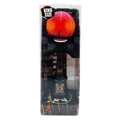 "Kendama Super Sticky X Original", металлический подшипник, веревка 62/65 см, King size 7.5 x 6 x 18 см , "Паук", черно-красная