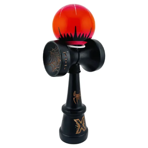 "Kendama Super Sticky X Original", металлический подшипник, веревка 62/65 см, King size 7.5 x 6 x 18 см , "Паук", черно-красная