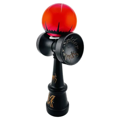 "Kendama Super Sticky X Original", металлический подшипник, веревка 62/65 см, King size 7.5 x 6 x 18 см , "Паук", черно-красная