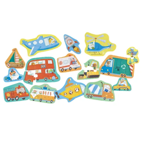 Set puzzle 15 în 1 "Vehicule"