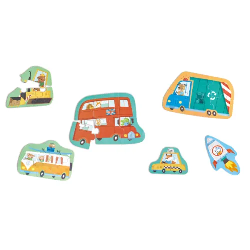 Set puzzle 15 în 1 "Vehicule"