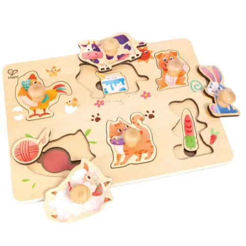 Puzzle "Deșteptel" Curtea Fermierului, 13 piese cu mânere