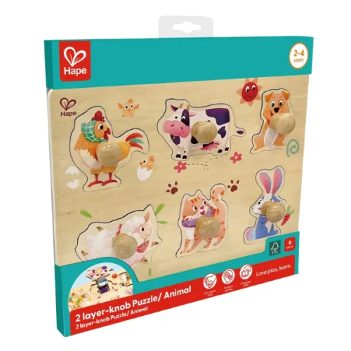Puzzle "Deșteptel" Curtea Fermierului, 13 piese cu mânere