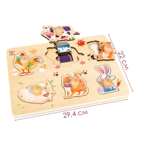 Puzzle "Deșteptel" Curtea Fermierului, 13 piese cu mânere