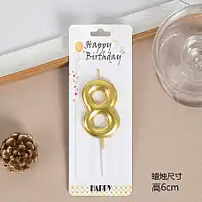 Set lumanare auriu cifra 8 (1buc)..