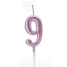 Розовая свеча цифра 9 – 55..