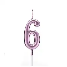Набор розовых свечей цифра 6 (1 шт)..