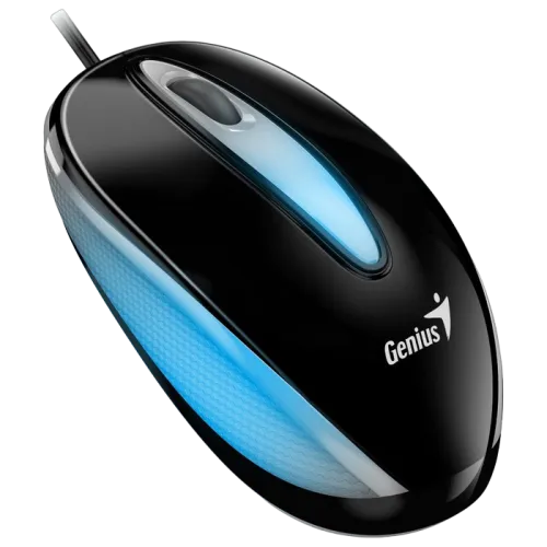 Mouse Genius DX-Mini, 1000 dpi, 3 buttons, Ambidextrous, 1.5m, Backlight, Black, USB