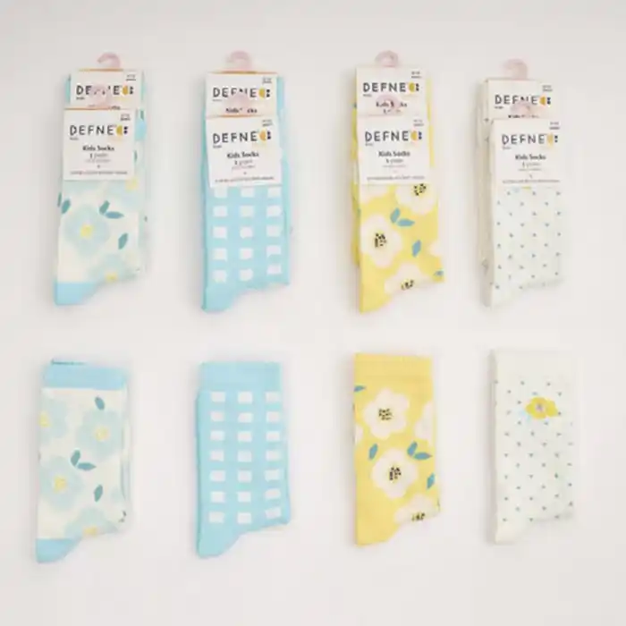 Детские носки, DEFNE, 80%Хлопок/17% Полиамид/3% Эластан, 7-8 лет, Различные Цвета