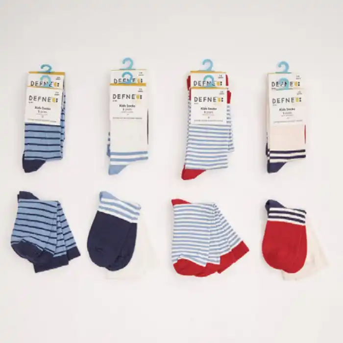 Детские носки, DEFNE, 80%Хлопок/17% Полиамид/3% Эластан, 9-10 лет, Различные Цвета