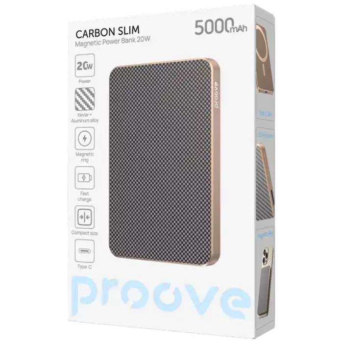 Acumulator extern Proove Carbon Slim 20W Auriu