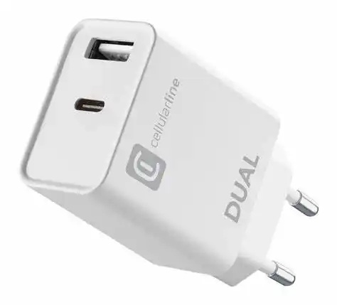 Încărcător Cellularline Dual PD, 20W, Alb, pentru Apple