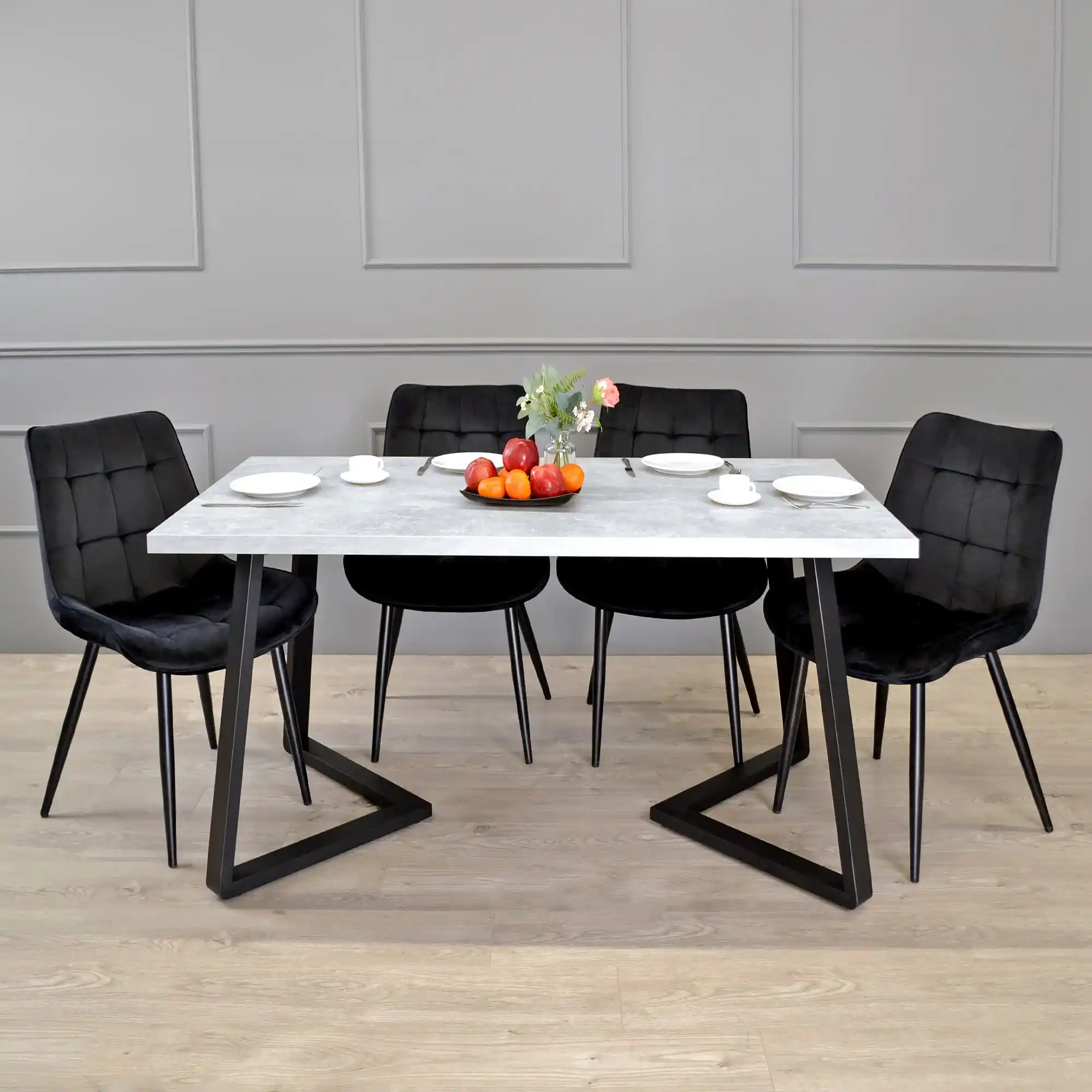 Masă FRIDA Beton+Black Legs 150×80
