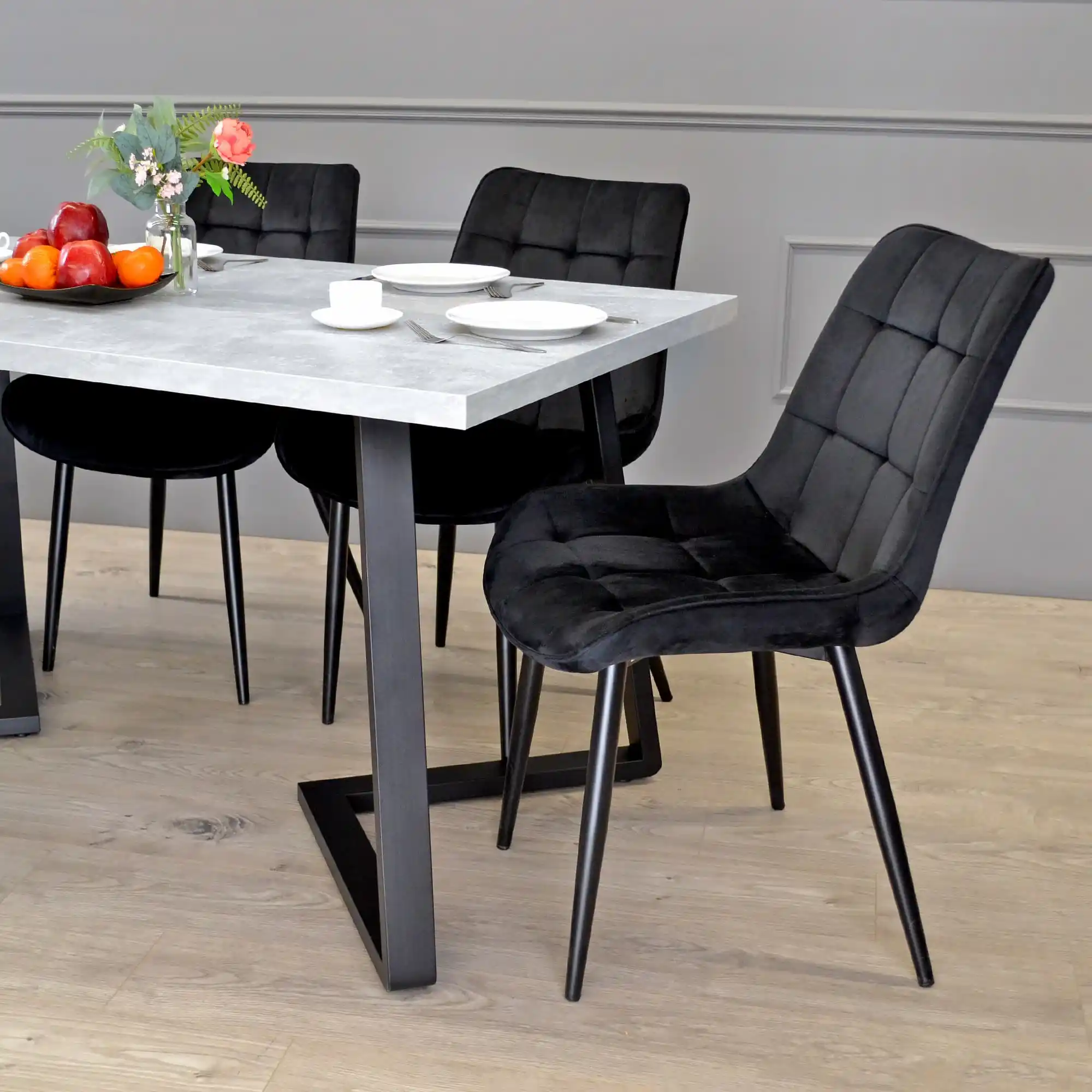 Masă FRIDA Beton+Black Legs 150×80