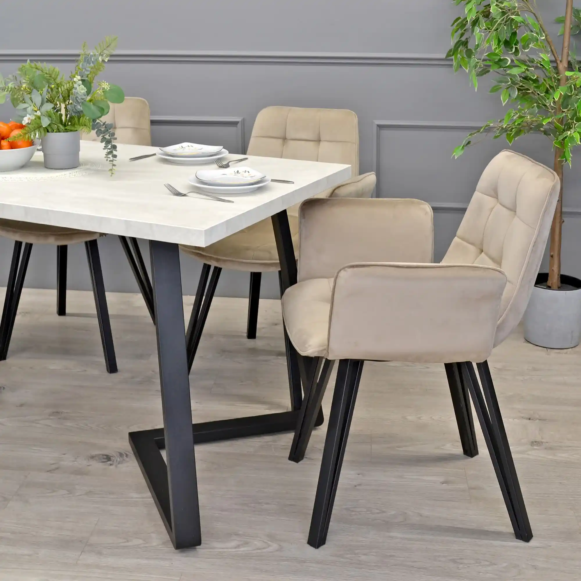 Masă FRIDA Mătase+Black Legs 150×80