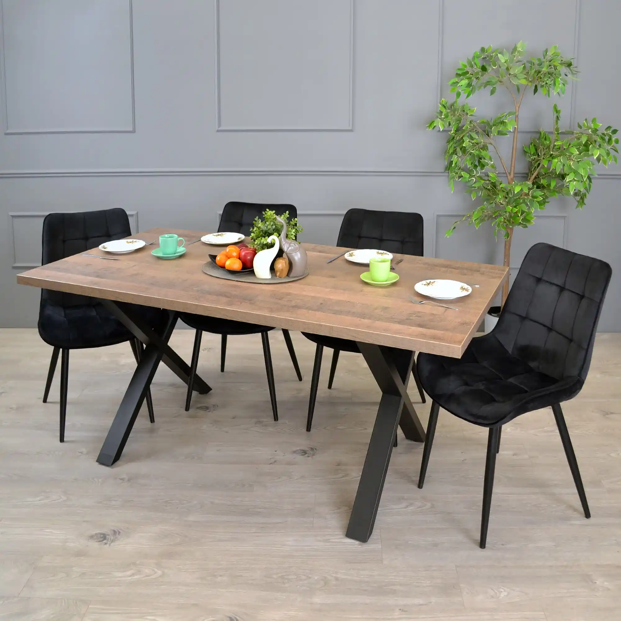 Scaun Hans Catifea Black HLR66+Black Legs
