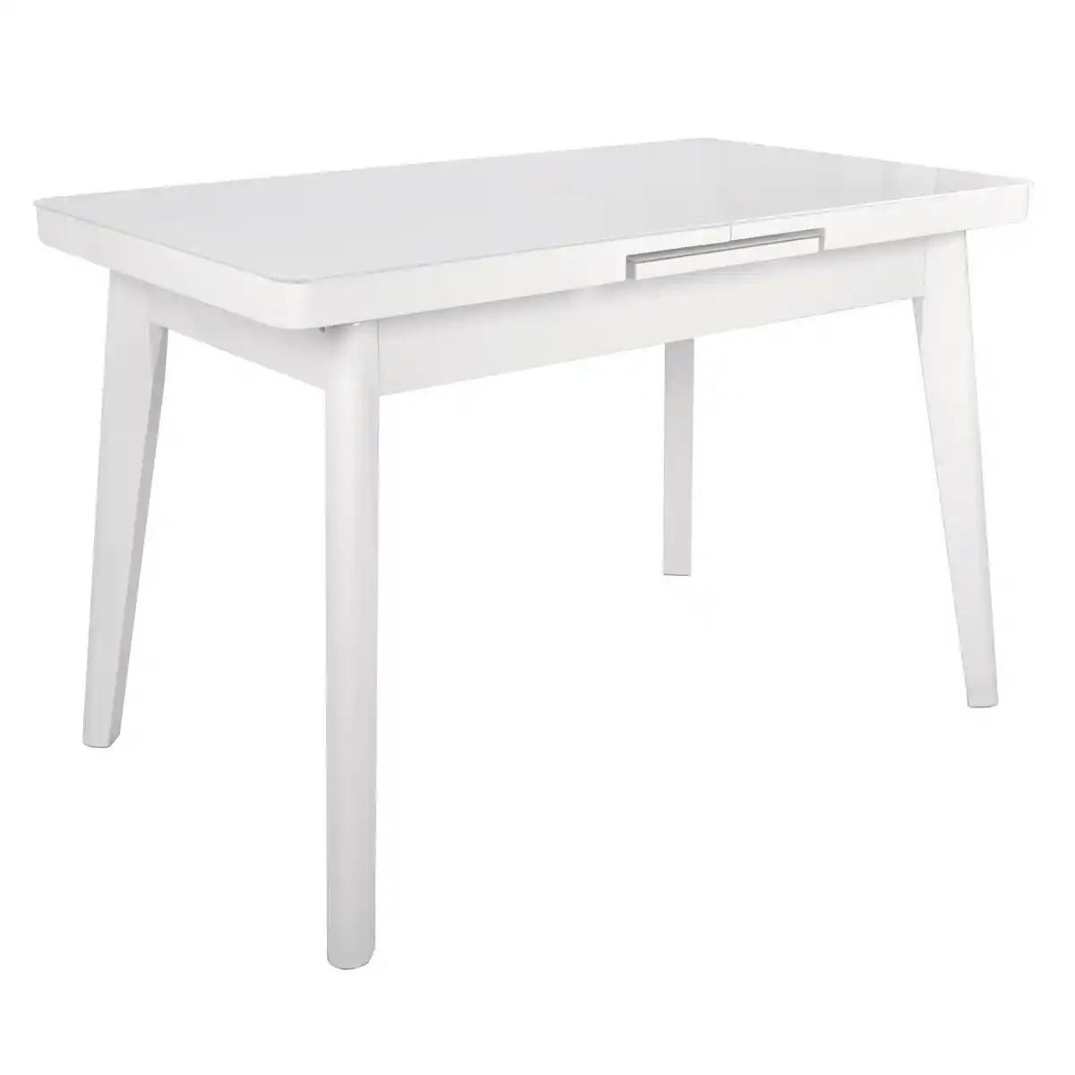Masă Extensibilă MG-A044 White Glass+White Legs 120/150×70