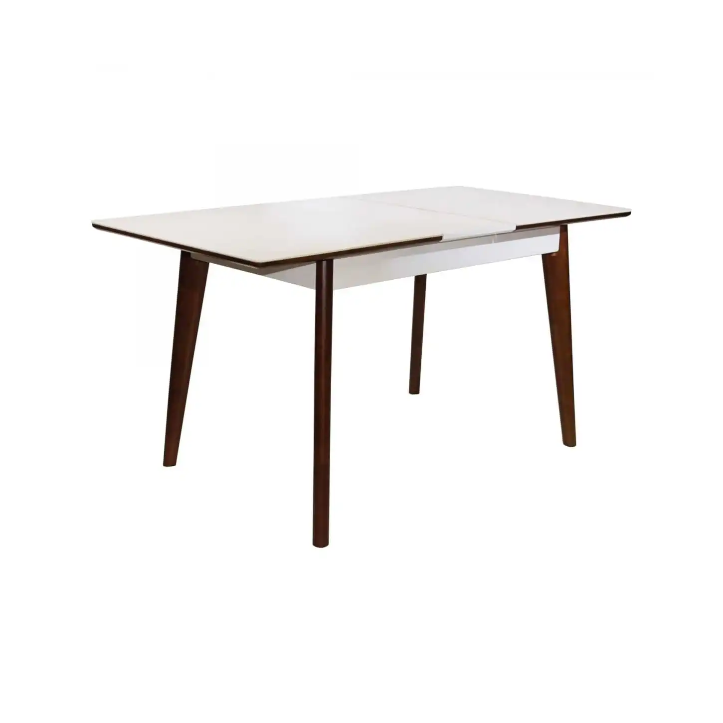 Masă Extensibilă MG-A05 White Glass+Brown Legs 120/150×75