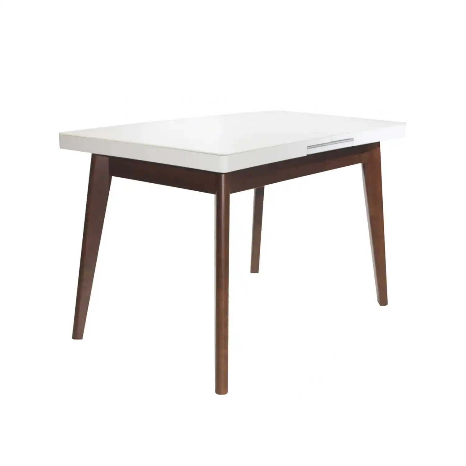 Masă Extensibilă MG-A06 White Glass+Brown Legs 120/150×70