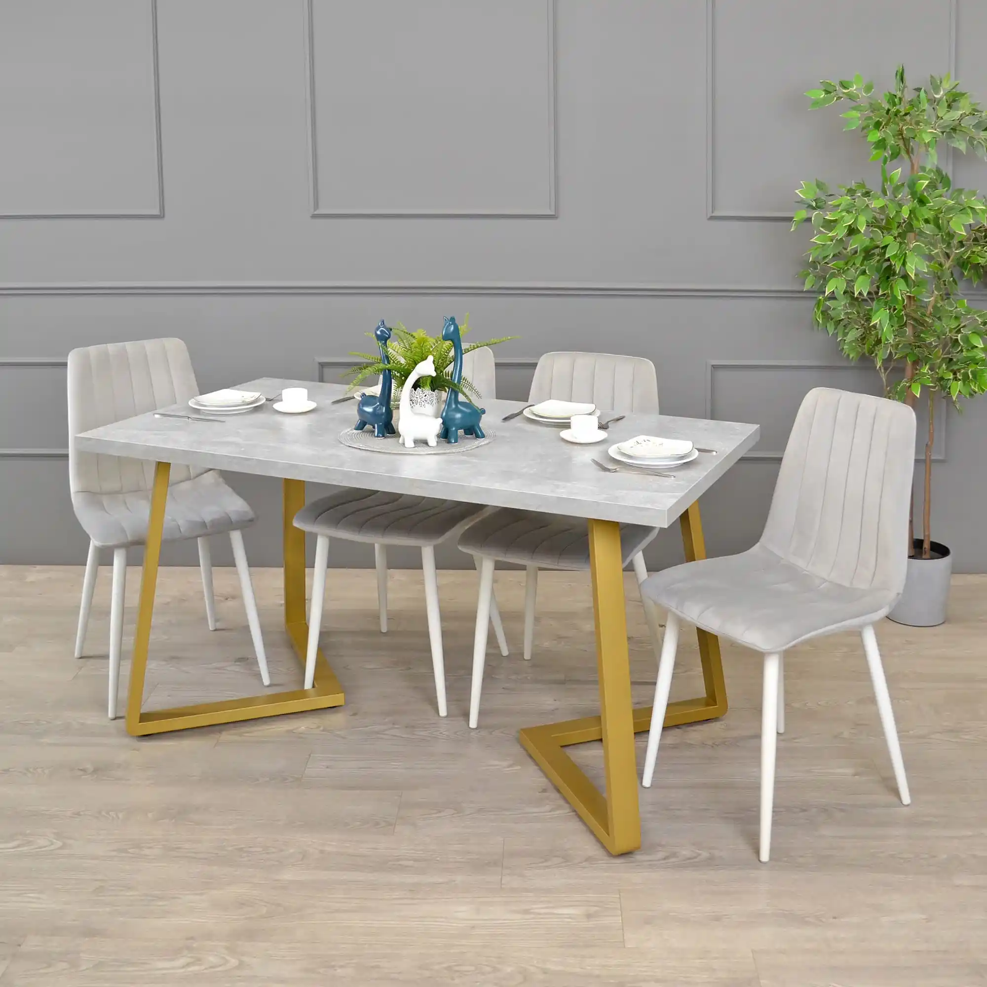 Masă FRIDA Beton+Golden Legs 150×80