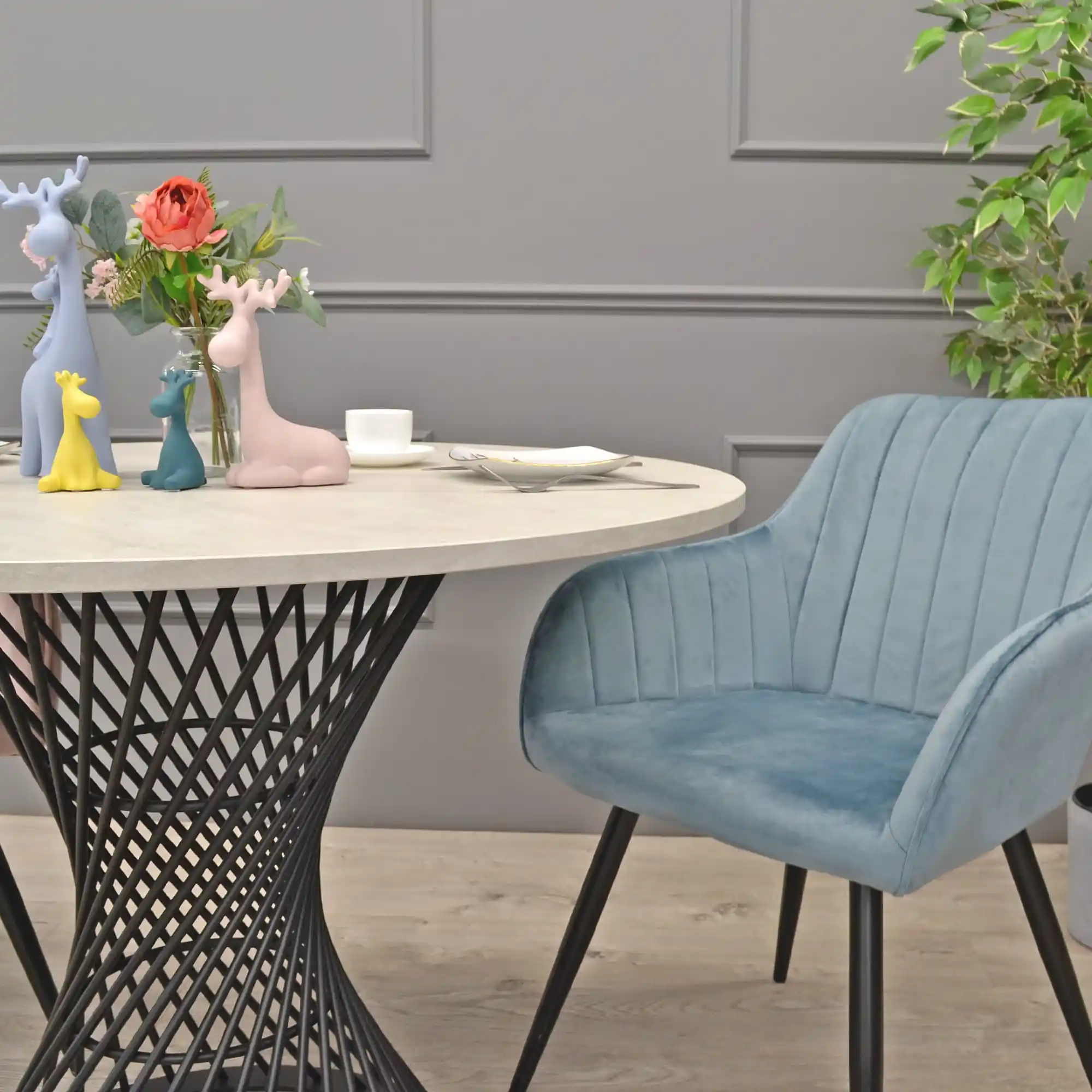 Masă FELICIA Mătase+Black Leg  ∅100