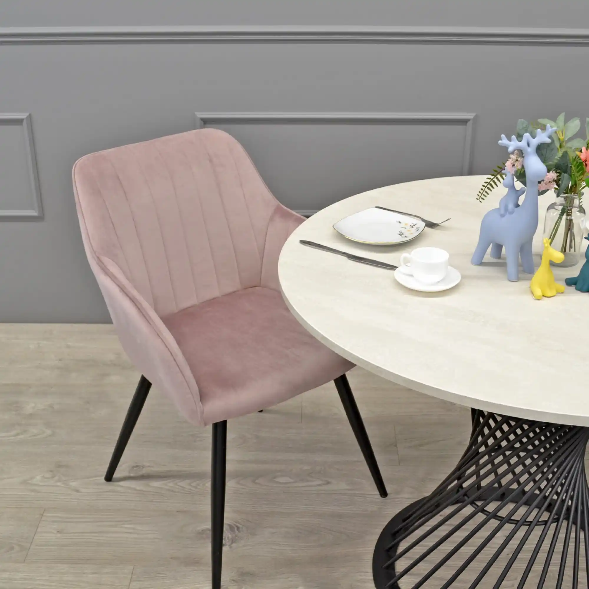 Masă FELICIA Mătase+Black Leg  ∅100