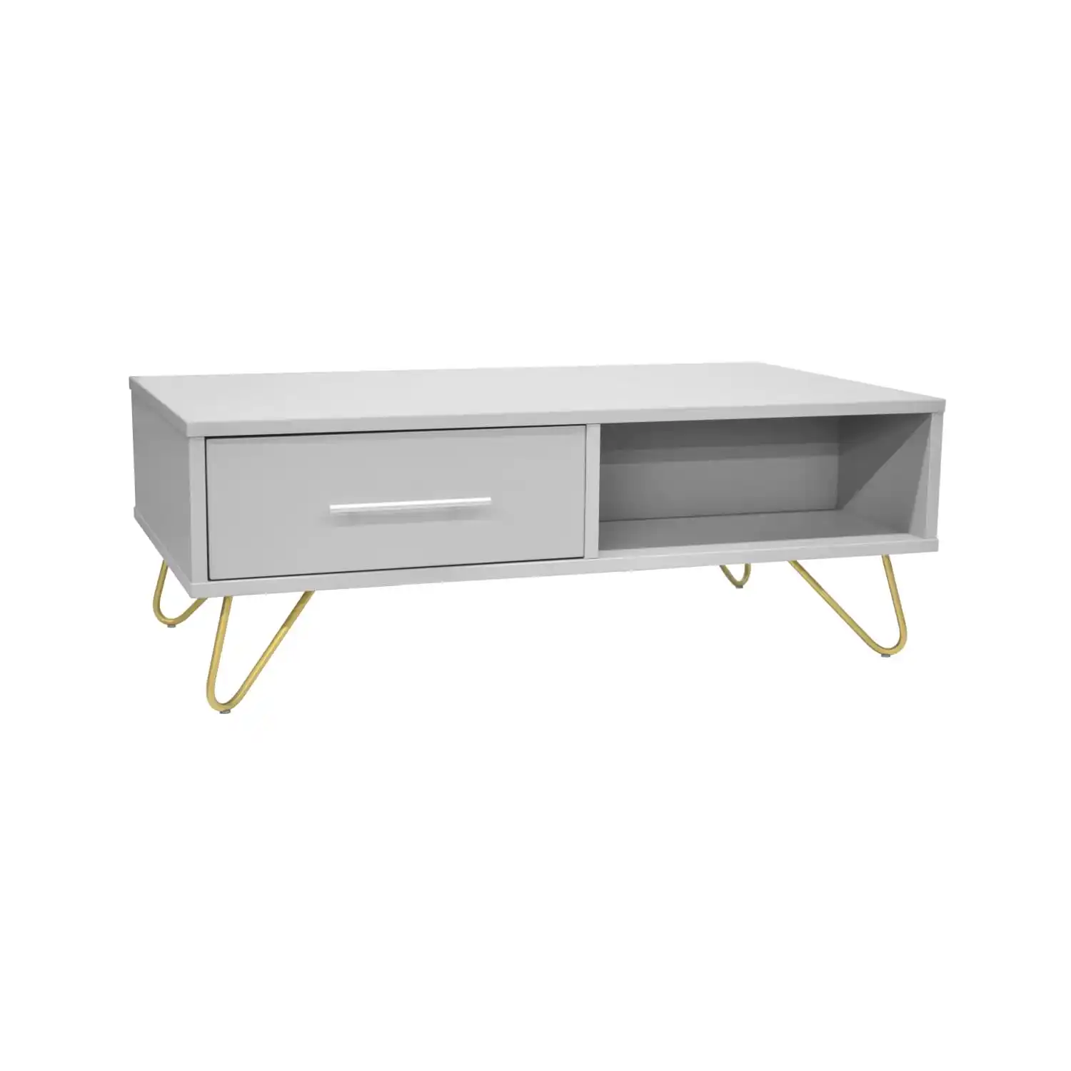 Măsuță Cafea Cu 2 Sertare Mia Grey/Gold