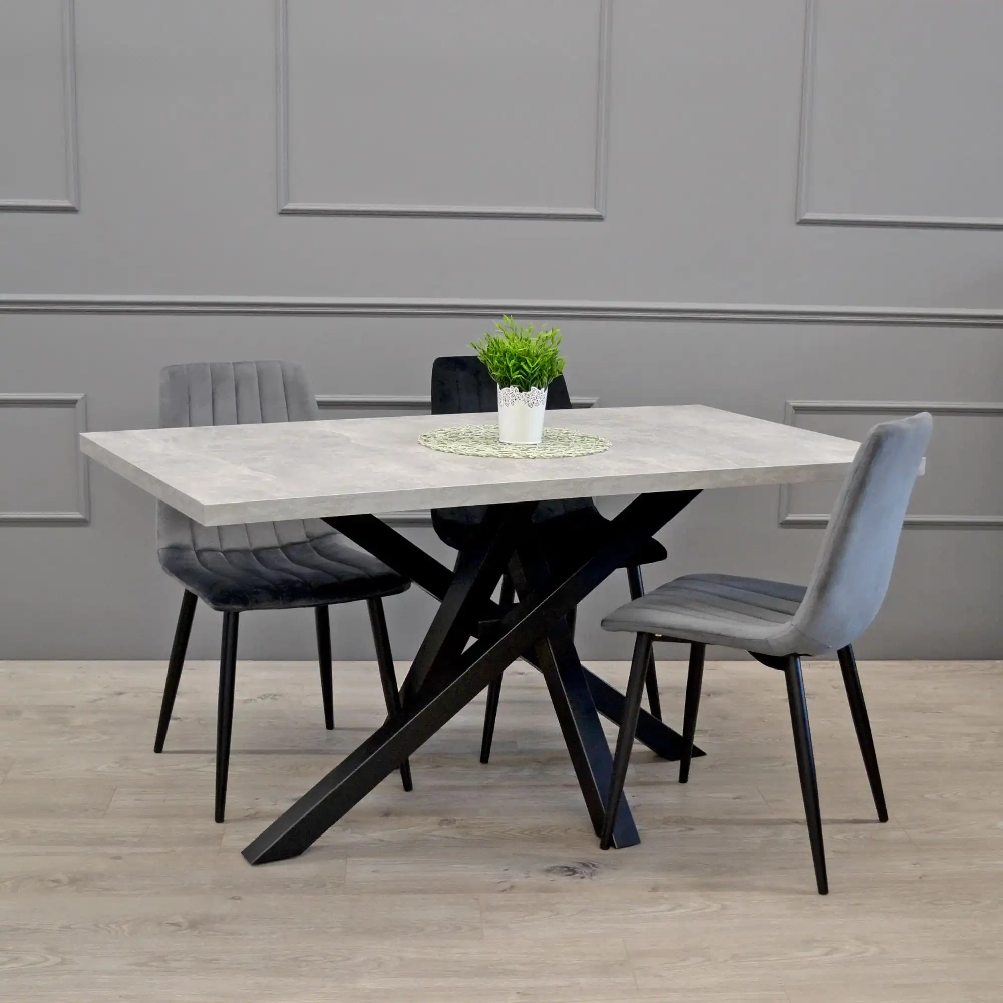 Scaun DC-90P N21 Catifea Dark Grey+Black Legs