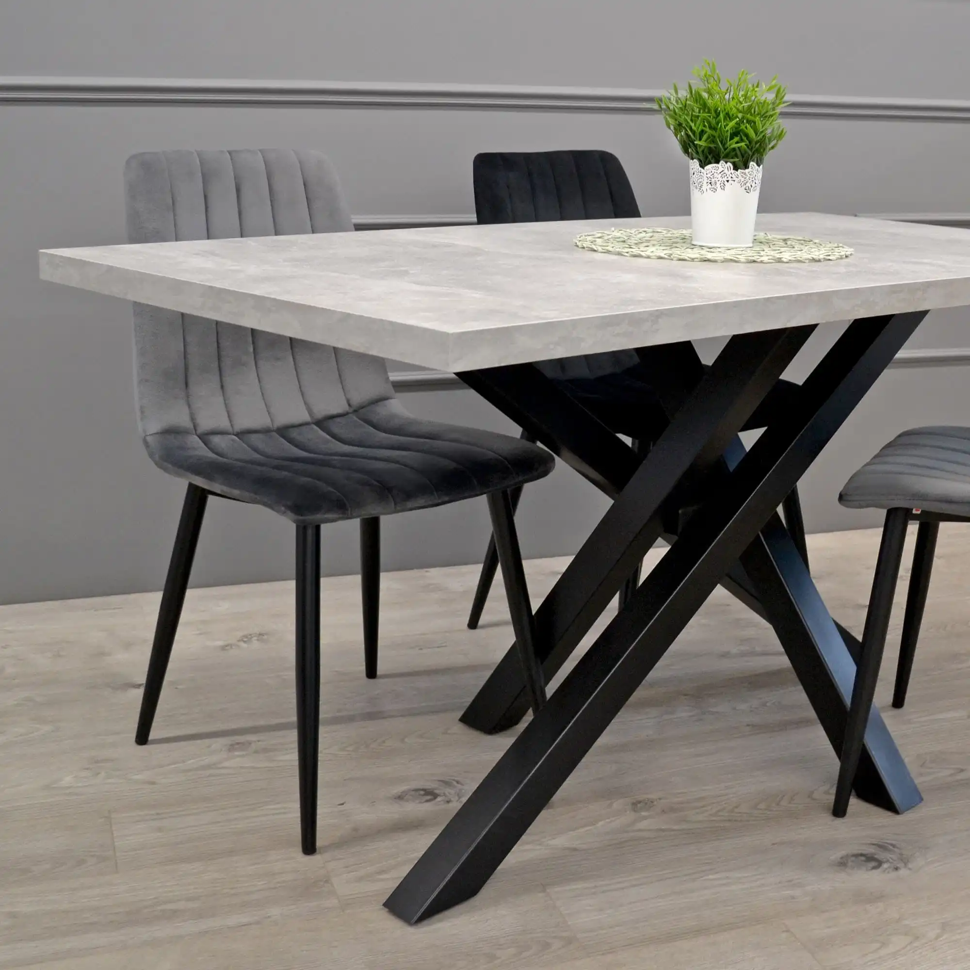 Scaun DC-90P N21 Catifea Dark Grey+Black Legs