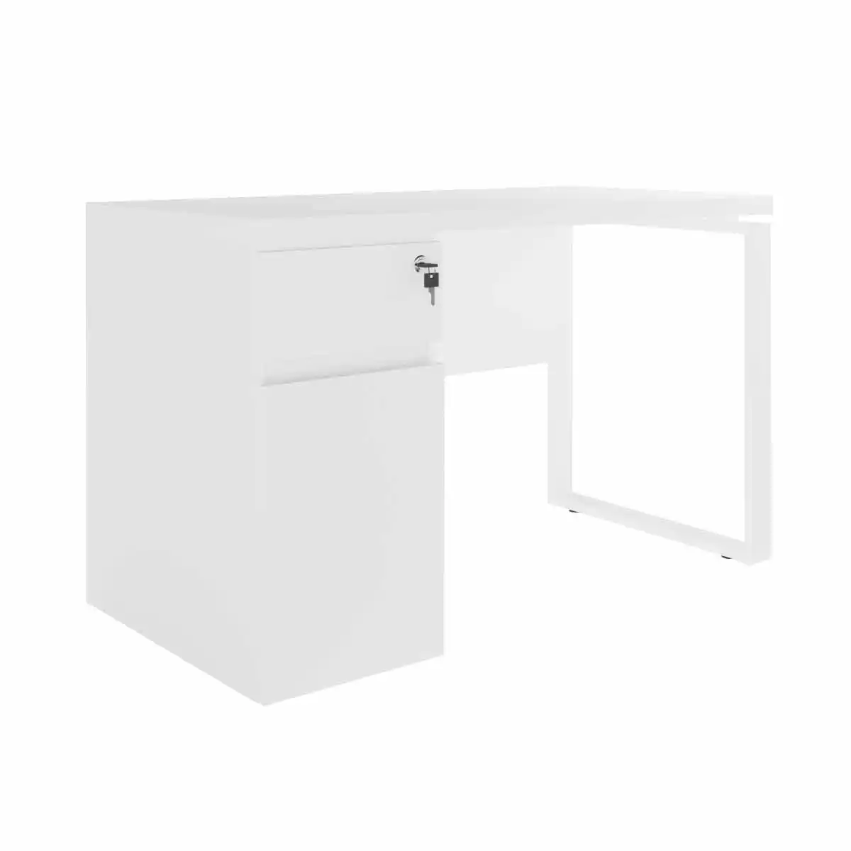 Masa Birou+BOX încorporat Dreapta 1200×600~White/White