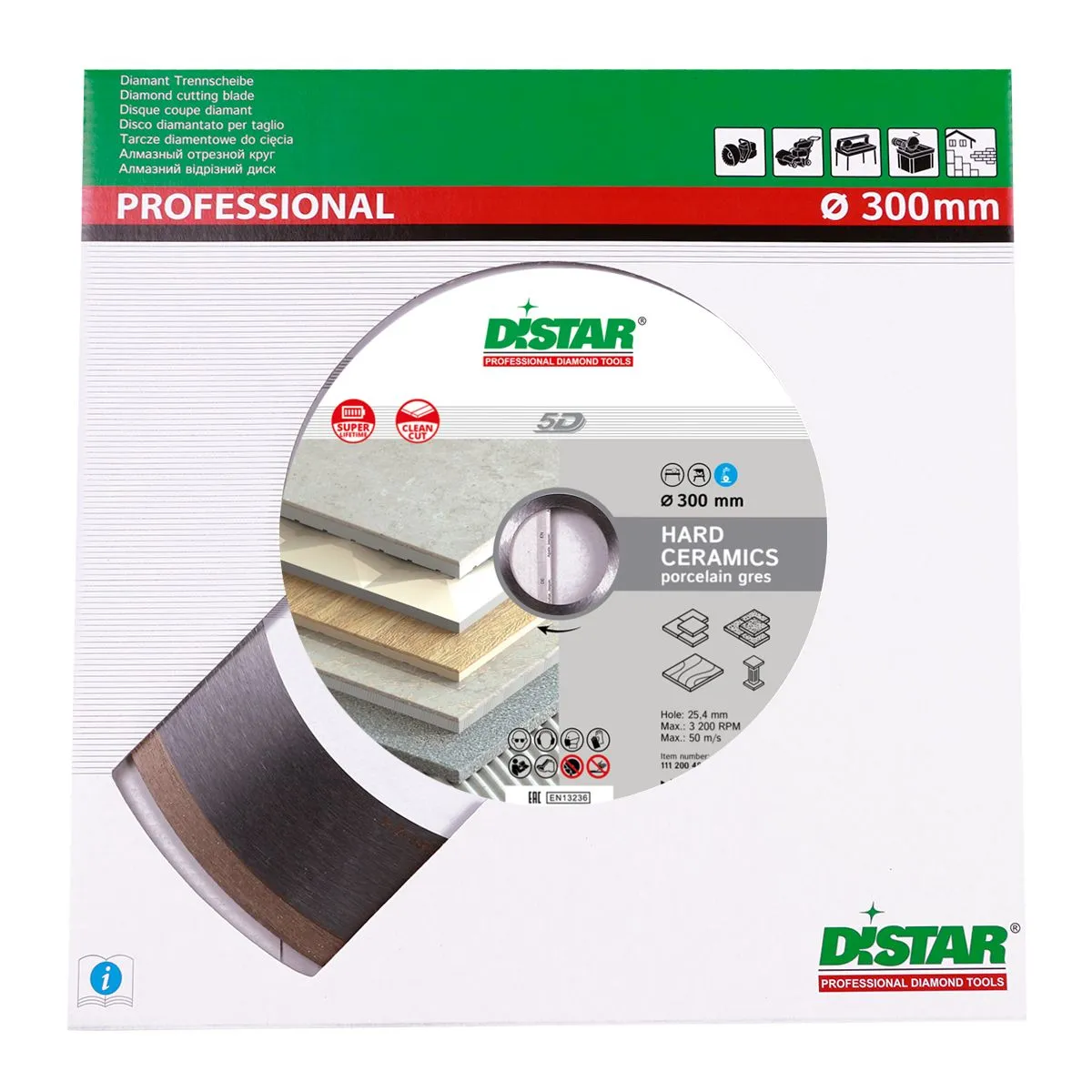 Disc diamantat DISTAR pentru placi ceramici Hard Ceramics d300