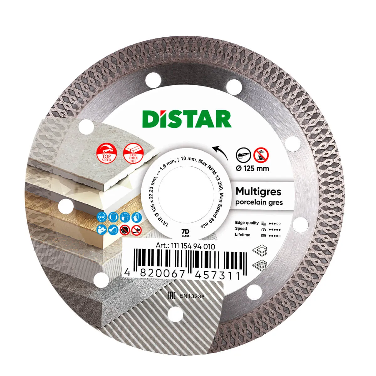 Disc diamantat DISTAR pentru placi ceramici Multigres d125