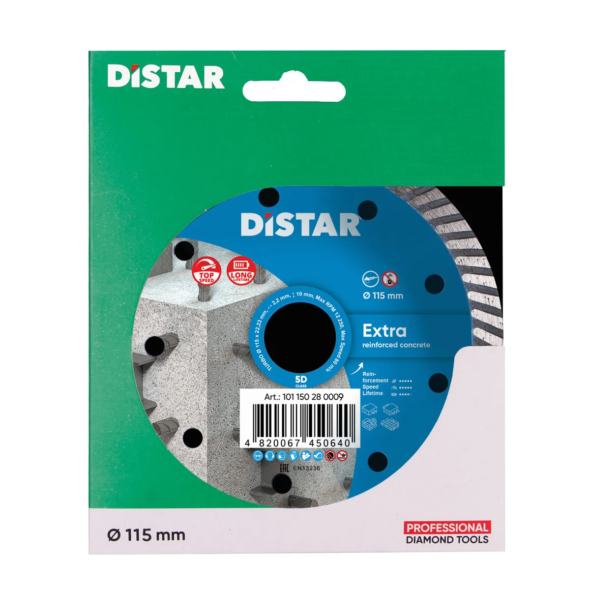 Disc diamantat DISTAR pentru beton Extra d115