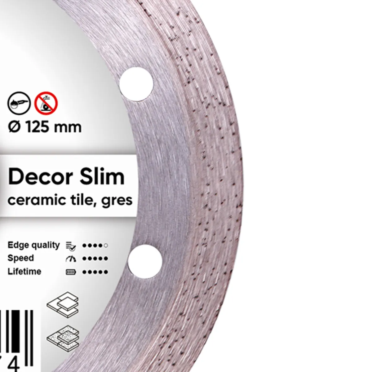 Disc diamantat DISTAR pentru placi ceramici Decor Slim d125