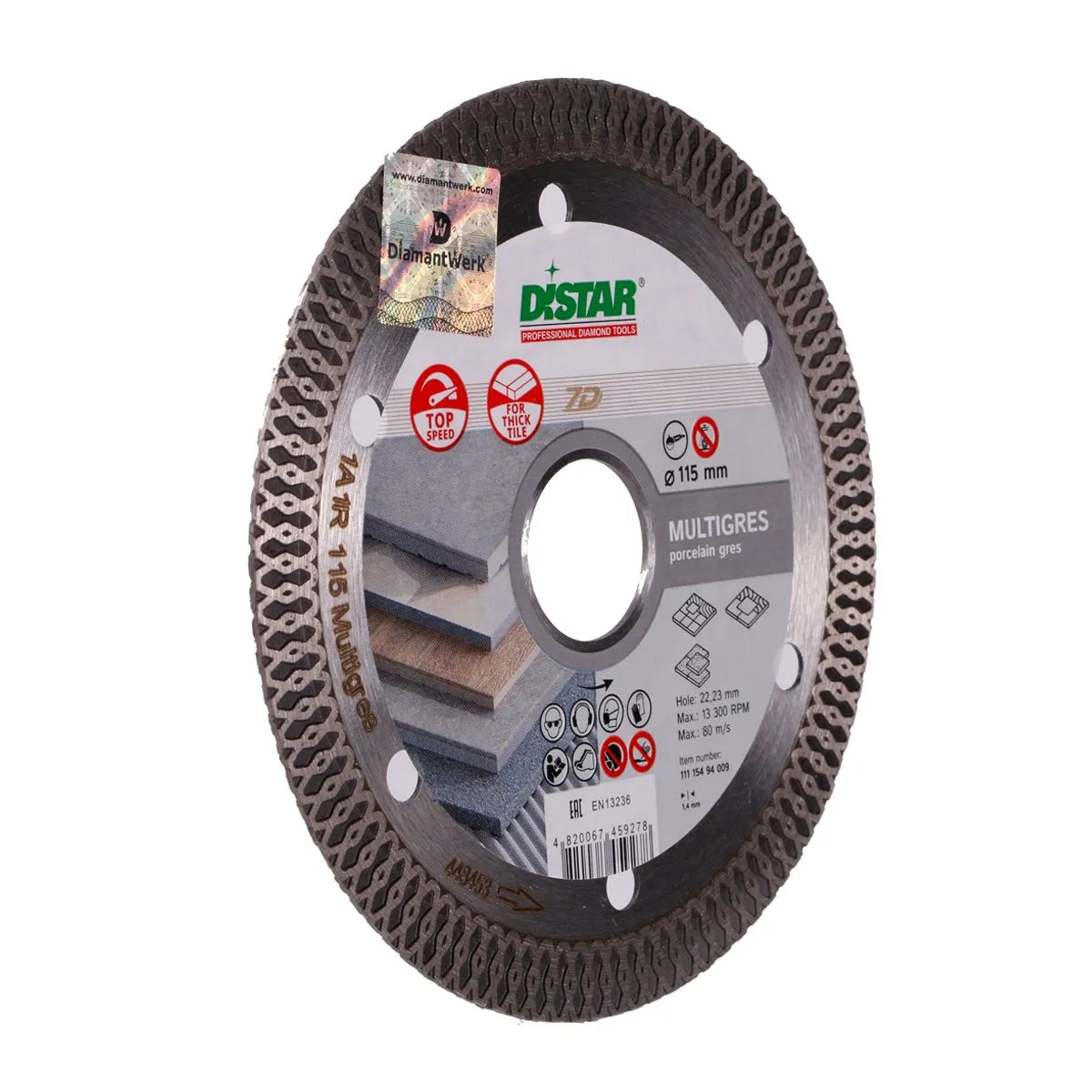 Disc diamantat DISTAR pentru placi ceramici Multigres d115
