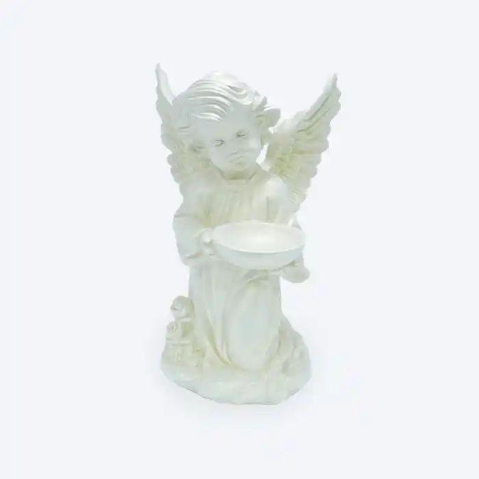 Сувенир ангел с чашей, ORIENS, Белый, Гипс, 33см
