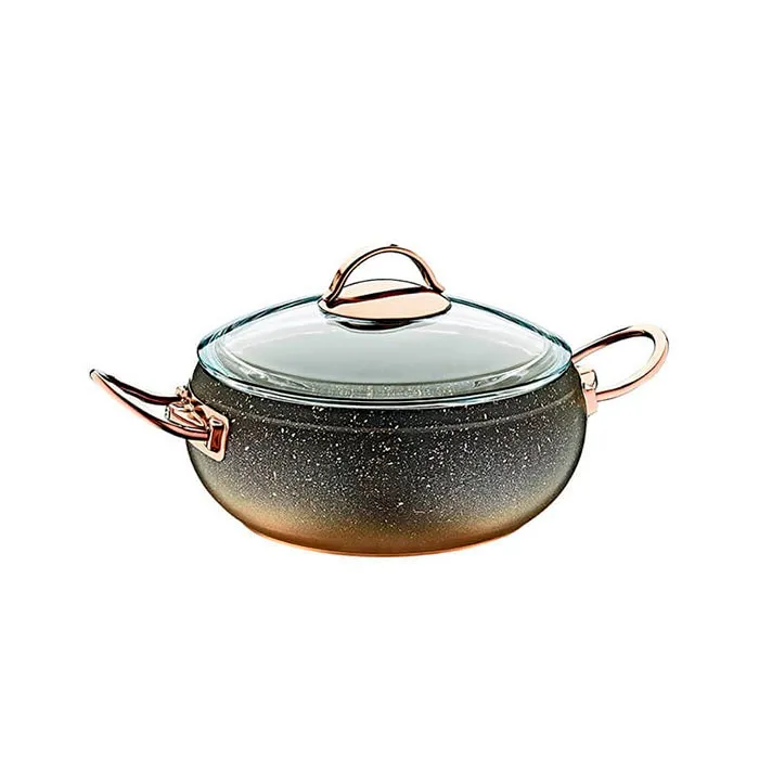 Кастрюля, OMS, 20cм, 2.5Л, С крышкой, Антипригарный, Алюминий, Гранит