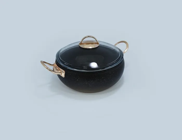 Кастрюля, OMS, 24cм, 4.5Л, С крышкой, Антипригарный, Алюминий, Гранит