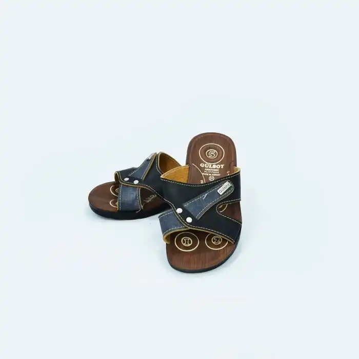 Подростковые шлепанцы 30-35, Черно-коричневый, Искусственная кожа, Резиновая Подошва