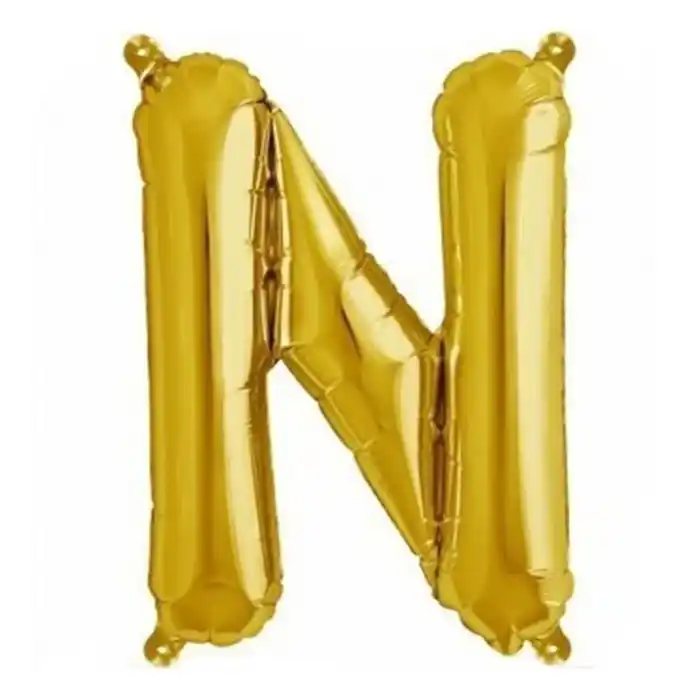 Купить  Воздушные шары из ПВХ - Надувная буква n Золотистый, 40см..