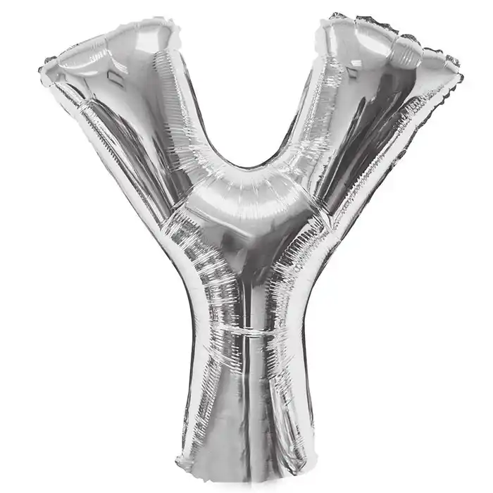 Купить  Воздушные шары из ПВХ - Надувная буква y 40см, Cеребристый..