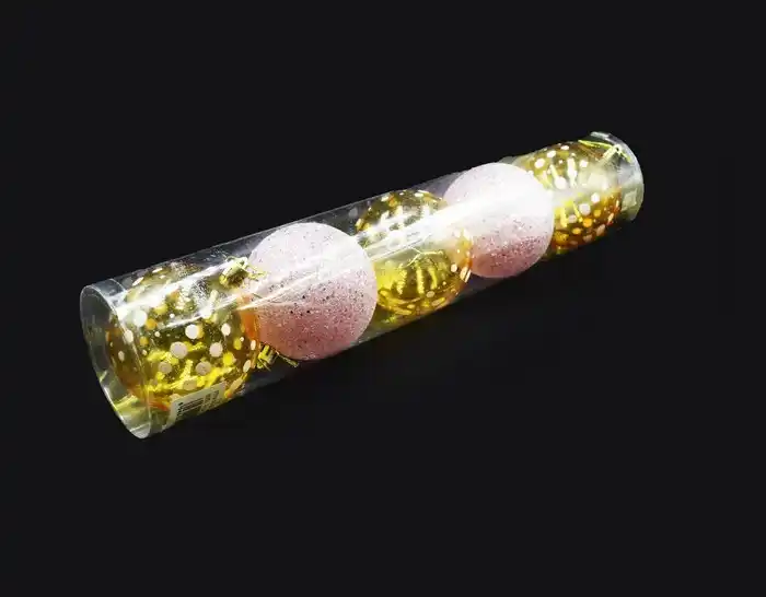 Набор 5 новогодних шаров, GLOBAL CHRISTMAS, Белый/Золотистый, 8см, Пластик